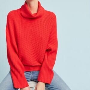 Anthropologie Moth Tisbury Turtleneck Sweater Red